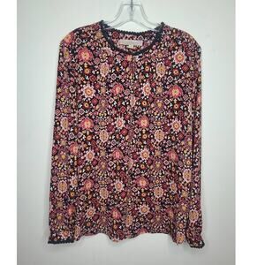 Ann Taylor LOFT floral boho long sleeve blouse - medium